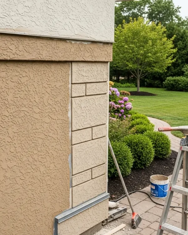 brown stucco house siding repair